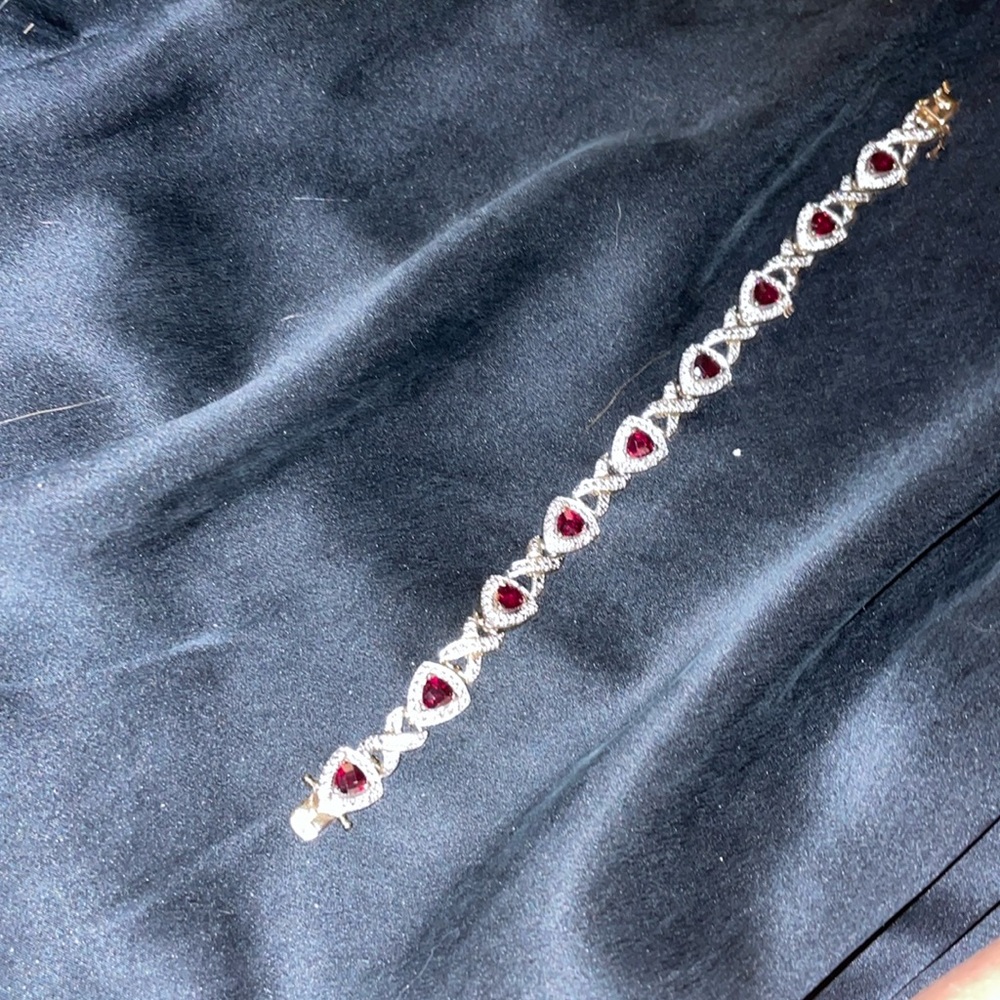 8 in lab created ruby and cz  bracelet.